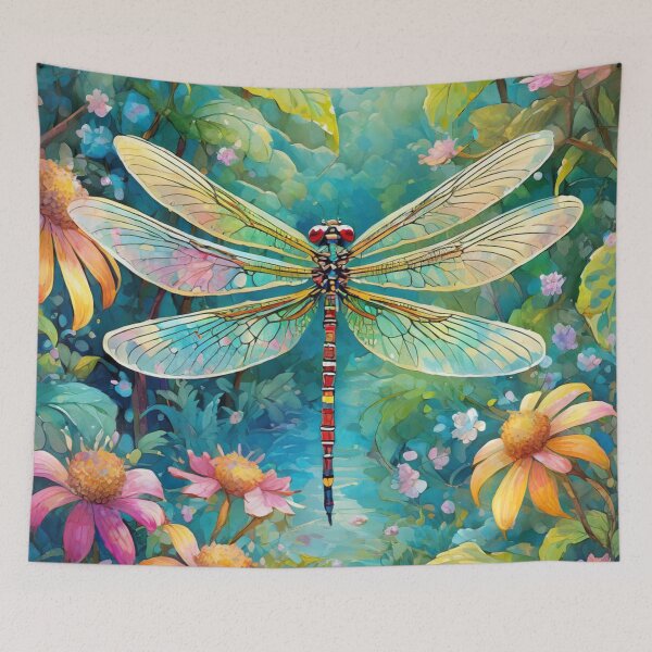 Item preview, Colorful Dragonfly in Vibrant Garden designed and sold by purplesensation.