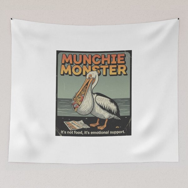 Item preview, Munchie Monster Pelican – Funny Emotional Support Food 90s Vintage Graphic designed and sold by FakeJoo.
