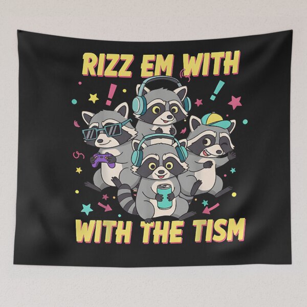 Item preview, Rizz Em With The Tism Raccoon Gamer - Neurodivergent Autism Pride Aesthetic designed and sold by ZyxDes.