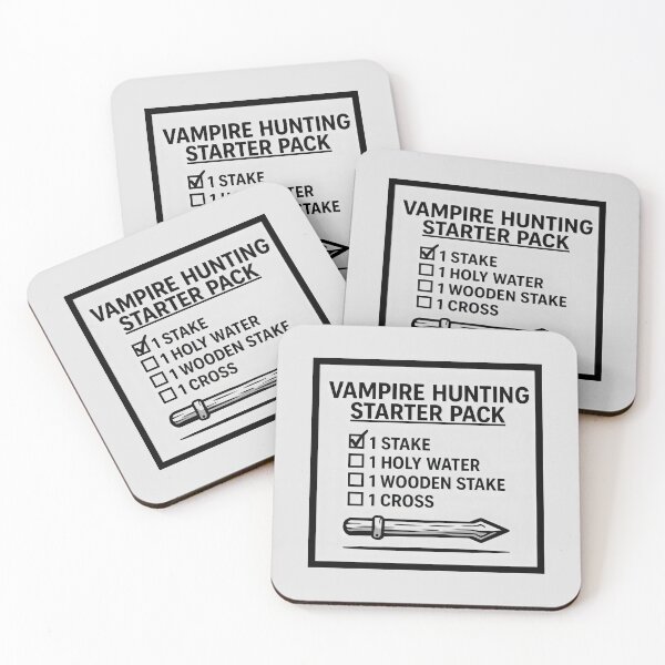 Item preview, Vampire Hunting Starter Pack Funny Gothic Horror Survival Kit Art designed and sold by SplashTastic.