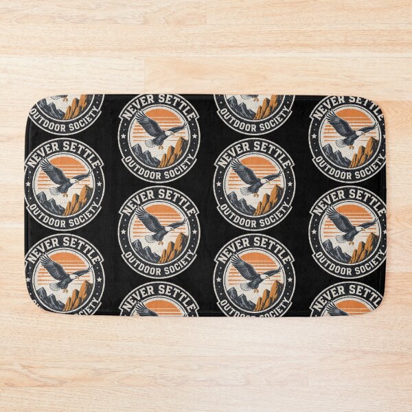 Item preview, Never Settle Outdoor Society Eagle Badge – Vintage Mountain Adventure Emblem Design designed and sold by CozyPops.