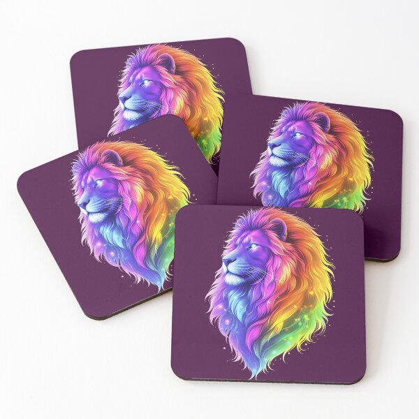Item preview, Neon Rainbow Lion - Colorful Majestic Animal Digital Art designed and sold by UrbanEchoHub.