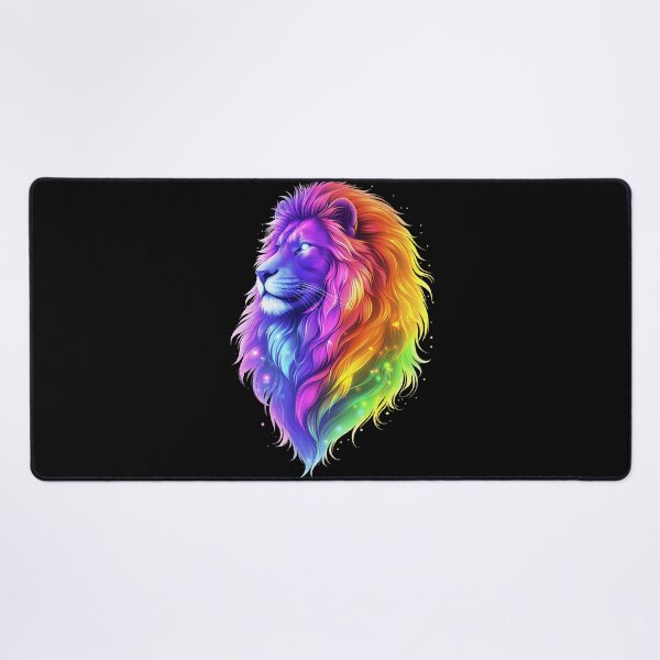 Item preview, Neon Rainbow Lion - Colorful Majestic Animal Digital Art designed and sold by UrbanEchoHub.