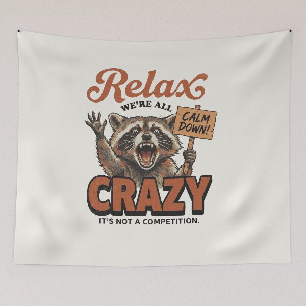 Item preview, Relax We're All Crazy Raccoon Vintage Graphic - Funny Screaming Trash Panda Retro 70s Humor Tee designed and sold by AdyKurniawan.