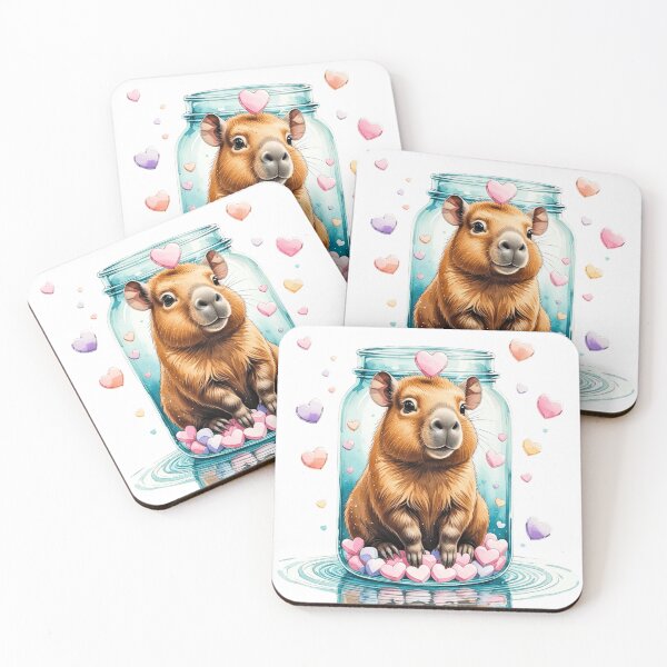 Item preview, Cute Whimsical Capybara in Mason Jar Valentine Sublimation Art designed and sold by AQUILAKREO.