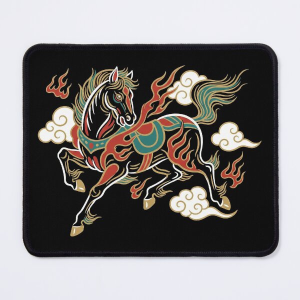 Item preview, Mythical Black Steed and Auspicious Clouds Asian Art designed and sold by zzz888.