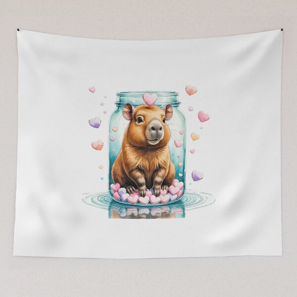 Item preview, Cute Whimsical Capybara in Mason Jar Valentine Sublimation Art designed and sold by AQUILAKREO.