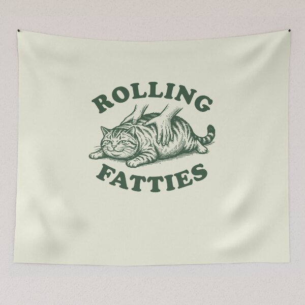 Item preview, Rolling Fatties - Vintage Woodcut Funny Fat Cat Graphic designed and sold by AdyKurniawan.