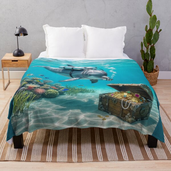 Item preview, Scuba Diving Dolphin Finds Lost Pirate Treasure designed and sold by Tridentulus.