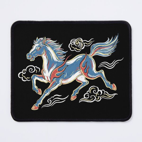 Item preview, Celestial Blue Fire Horse and Auspicious Clouds designed and sold by zzz888.