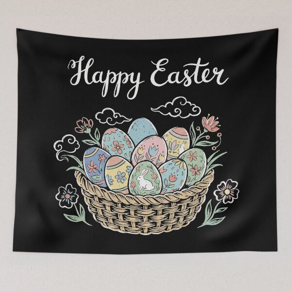 Item preview, Pastel Chalk Style Happy Easter Egg Basket Illustration designed and sold by zzz888.