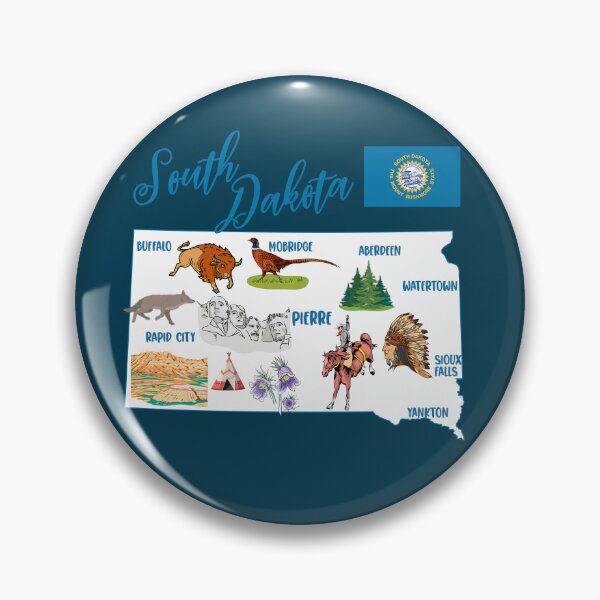 Item preview, South Dakota State Map - Symbols and Landmarks Art designed and sold by mashmosh.