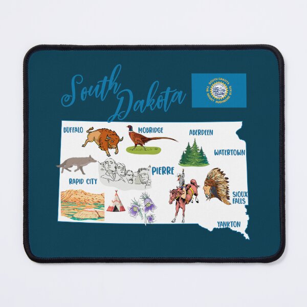 Item preview, South Dakota State Map - Symbols and Landmarks Art designed and sold by mashmosh.
