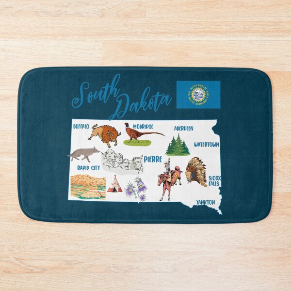 Item preview, South Dakota State Map - Symbols and Landmarks Art designed and sold by mashmosh.