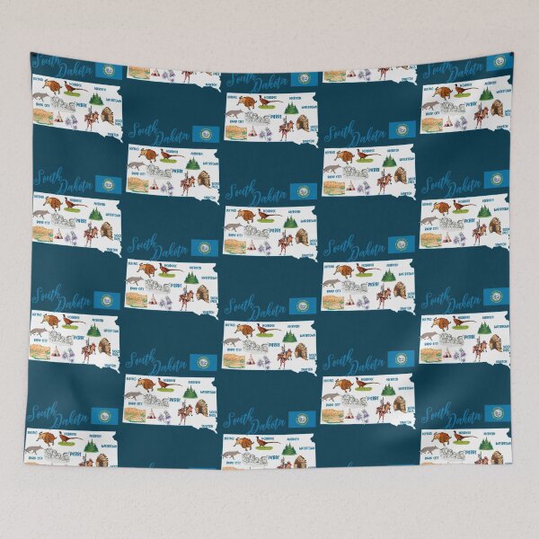 Item preview, South Dakota State Map - Symbols and Landmarks Art designed and sold by mashmosh.