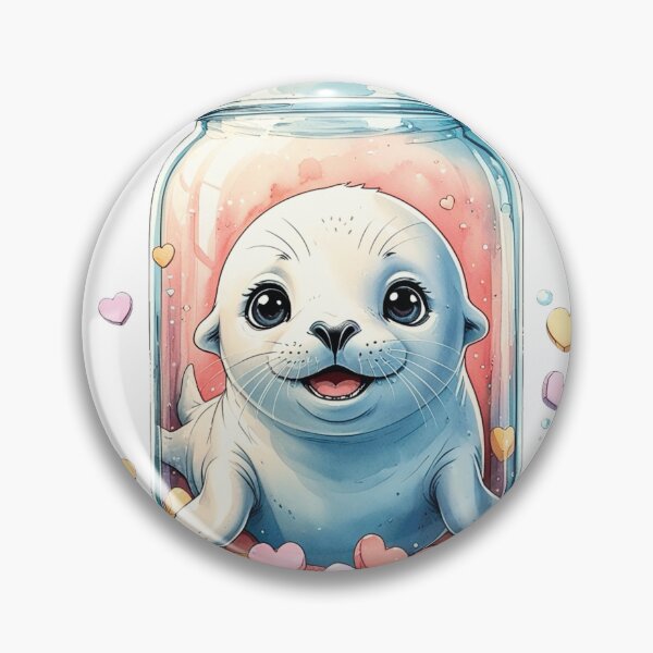 Item preview, Cute Baby Seal in Glass Jar Whimsical Valentine Sublimation Art designed and sold by AQUILAKREO.