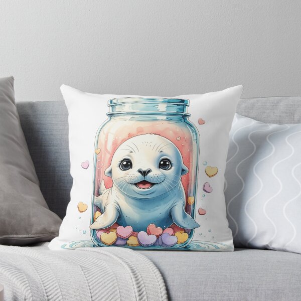 Item preview, Cute Baby Seal in Glass Jar Whimsical Valentine Sublimation Art designed and sold by AQUILAKREO.