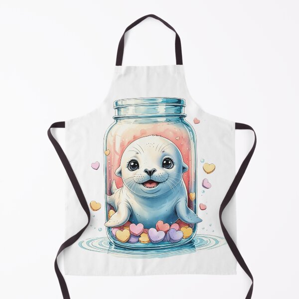 Item preview, Cute Baby Seal in Glass Jar Whimsical Valentine Sublimation Art designed and sold by AQUILAKREO.