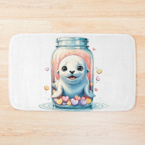Item preview, Cute Baby Seal in Glass Jar Whimsical Valentine Sublimation Art designed and sold by AQUILAKREO.