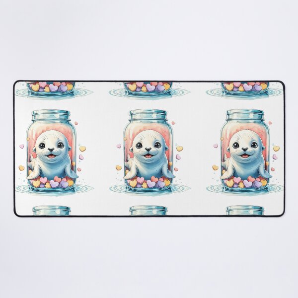 Item preview, Cute Baby Seal in Glass Jar Whimsical Valentine Sublimation Art designed and sold by AQUILAKREO.