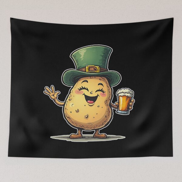 Item preview, Funny St. Patrick’s Day Potato Leprechaun Holding Beer – Irish Humor Art designed and sold by cr6zym1nd.