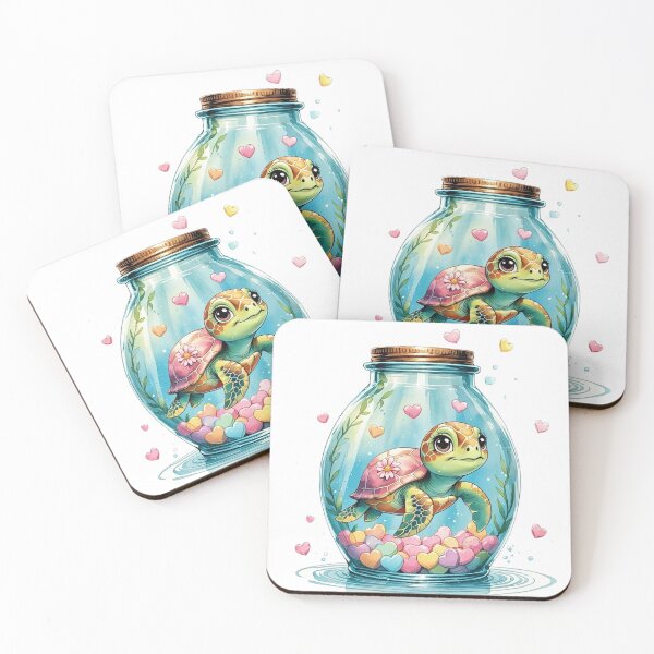 Item preview, Cute Whimsical Sea Turtle in Glass Jar Valentine Sublimation Art designed and sold by AQUILAKREO.