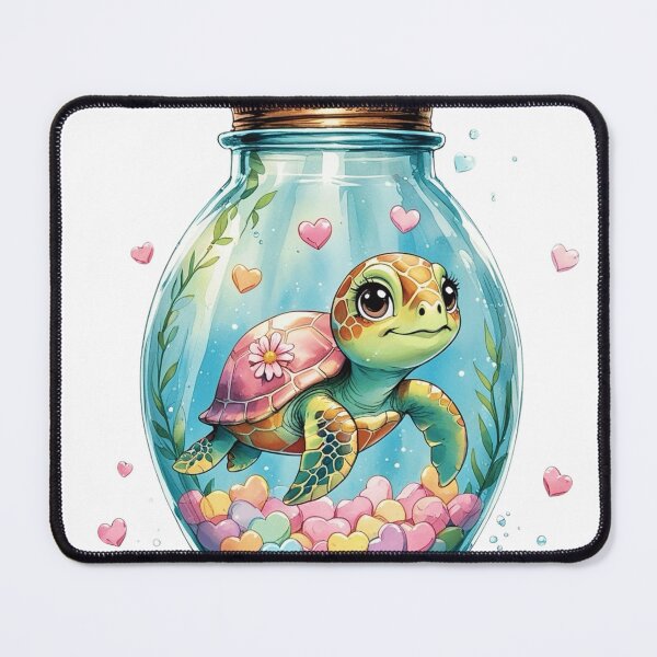 Item preview, Cute Whimsical Sea Turtle in Glass Jar Valentine Sublimation Art designed and sold by AQUILAKREO.