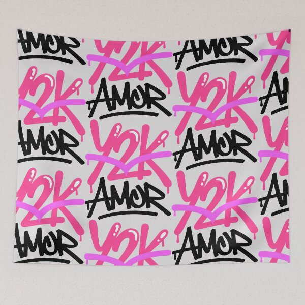 Item preview, Y2K Amor Graffiti Streetwear Pink Retro Aesthetic Art designed and sold by SplashTastic.