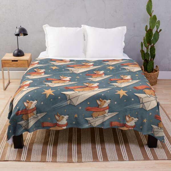 Item preview, Whimsical Corgi Flying Paper Planes Pattern designed and sold by Snifferius.