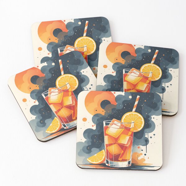 Item preview, Cosmic Cocktail – Retro Drink Art with Lemon & Ice designed and sold by The-Art-End.