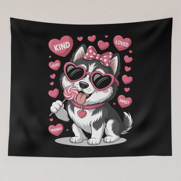 Item preview, Husky Dog Coquette Candy Valentines Day Pet Lover Hearts designed and sold by EllenJast.