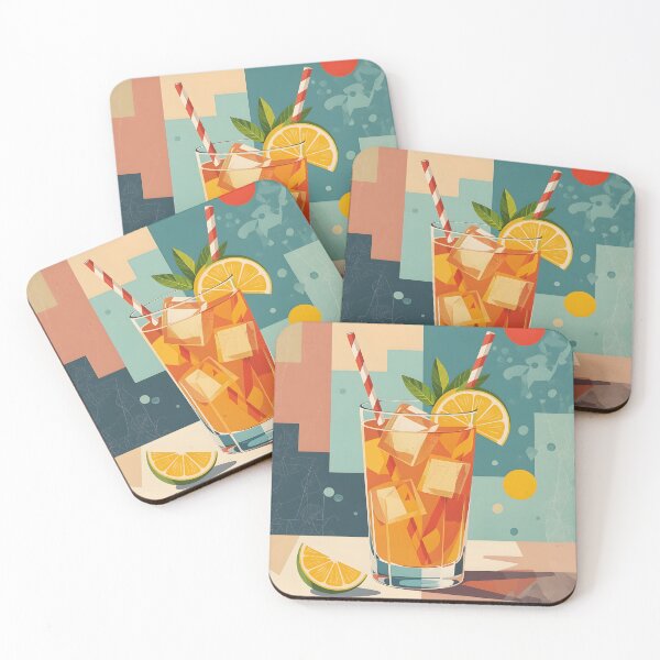 Item preview, Modern Citrus Cocktail – Abstract Drink Illustration in Retro Style designed and sold by The-Art-End.