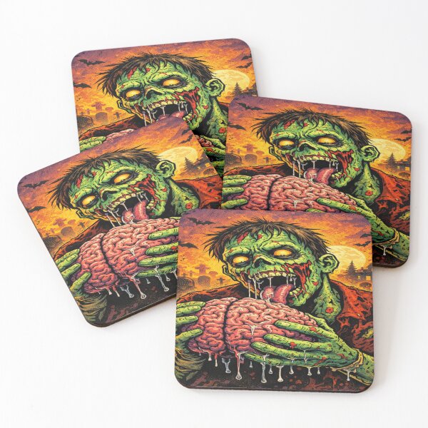 Item preview, Zombie Eating Brain Horror Illustration designed and sold by ArtificialAce.