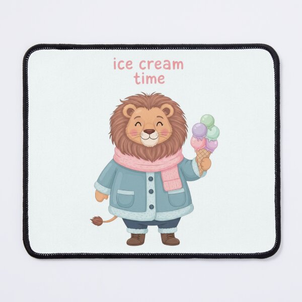 Item preview, Ice Cream Time Cute Lion Cozy Pastel Illustration designed and sold by Moon's Arts.