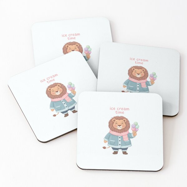 Item preview, Ice Cream Time Cute Lion Cozy Pastel Illustration designed and sold by Moon's Arts.