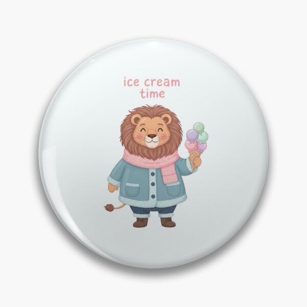 Item preview, Ice Cream Time Cute Lion Cozy Pastel Illustration designed and sold by Moon's Arts.