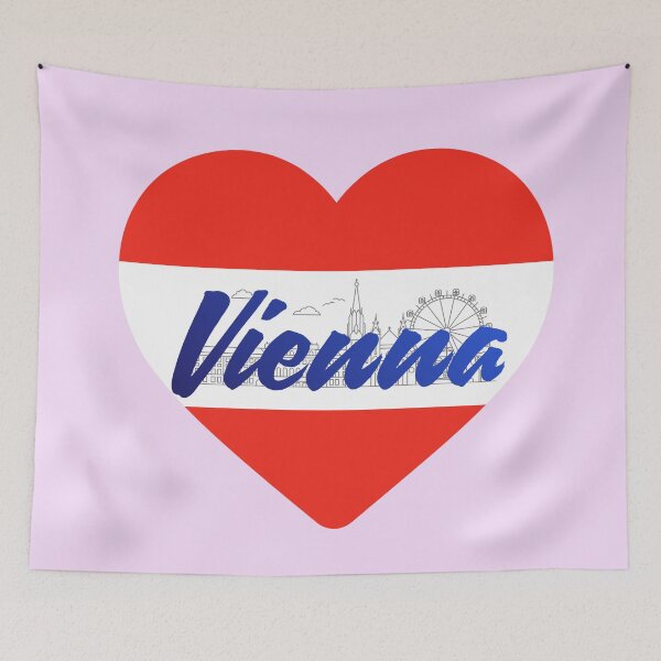 Item preview, Vienna Skyline Heart – Austria Design in Red White Red designed and sold by mycreastyle.