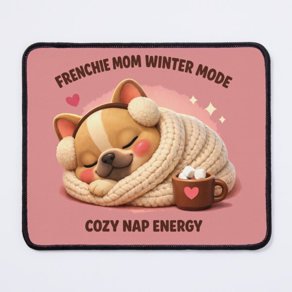 Item preview, Frenchie Mom Winter Mode – Cozy Nap Energy Plush Frenchie Shirt designed and sold by dogmomtees.