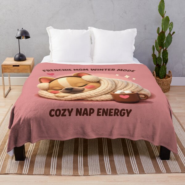 Item preview, Frenchie Mom Winter Mode – Cozy Nap Energy Plush Frenchie Shirt designed and sold by dogmomtees.