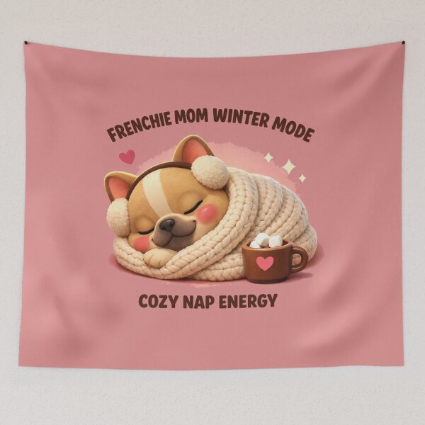 Item preview, Frenchie Mom Winter Mode – Cozy Nap Energy Plush Frenchie Shirt designed and sold by dogmomtees.