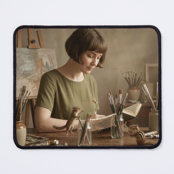Item preview, Woman Reads While Chipmunks Play Badminton designed and sold by Tridentulus.