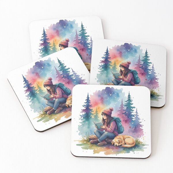 Item preview, Girl Reading in the Forest with Dog designed and sold by Hiking & Happiness.