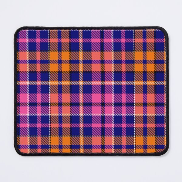 Item preview, Pink and Orange Tartan Plaid On Blue Background designed and sold by PatternTitan.