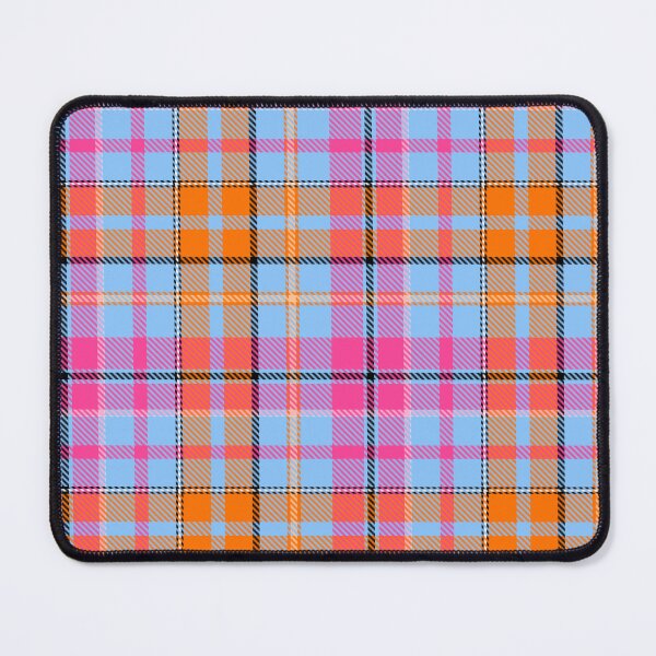 Item preview, Pink and Orange Tartan Plaid On Blue Background designed and sold by PatternTitan.