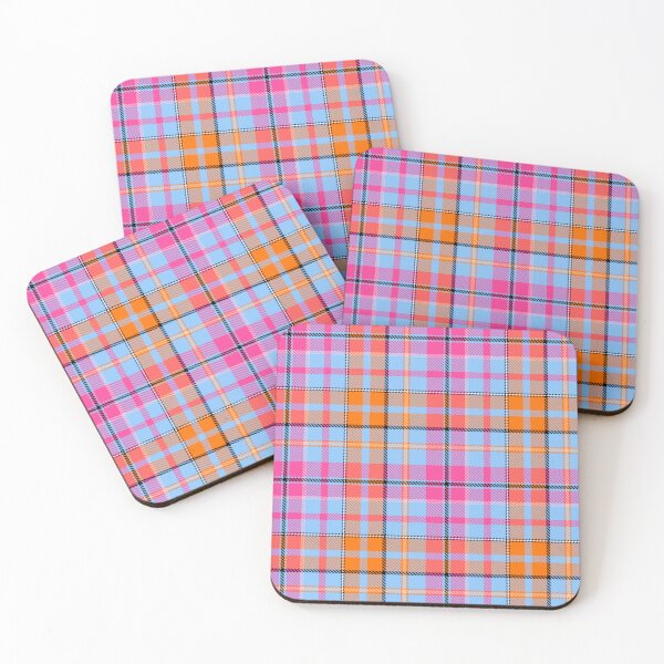 Item preview, Pink and Orange Tartan Plaid On Blue Background  designed and sold by PatternTitan.