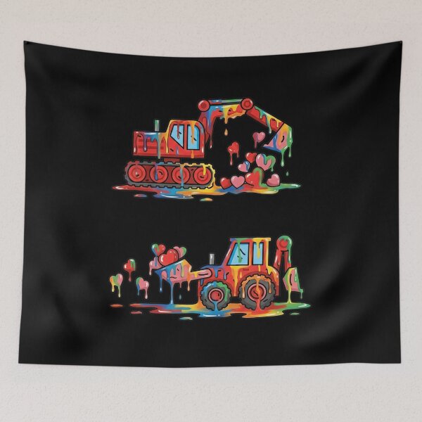 Item preview, Colorful Dripping Excavator and Tractor with Hearts designed and sold by LashondaGreen89.