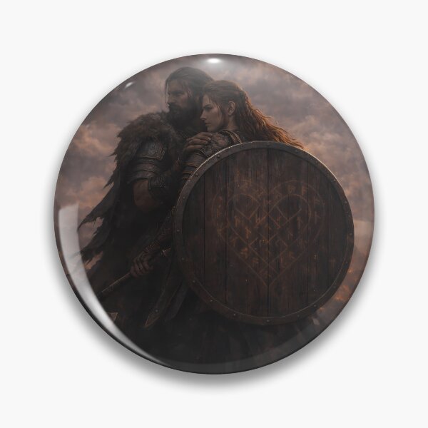 Item preview, She Is My Shield – Viking Shieldmaiden Romance Art designed and sold by NorseDrip.