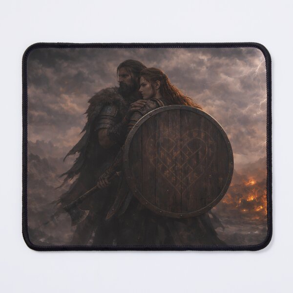 Item preview, She Is My Shield – Viking Shieldmaiden Romance Art designed and sold by NorseDrip.