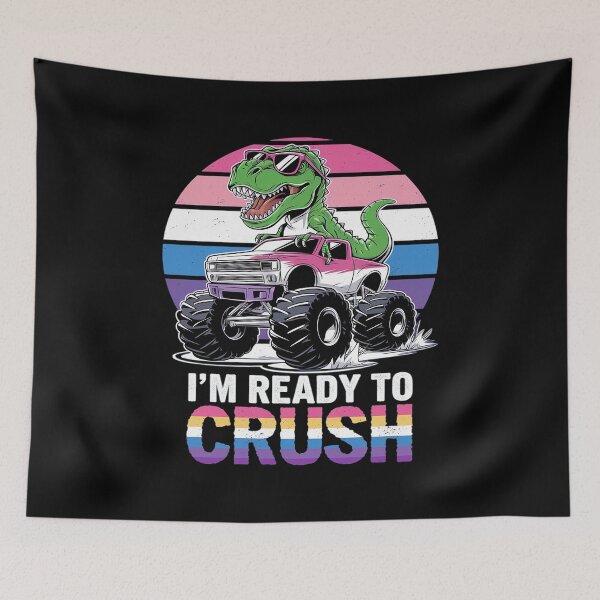 Item preview, Im Ready To Crush LGBT-Q Genderfluid Dinosaur Pride Flag  designed and sold by angolinnArt.