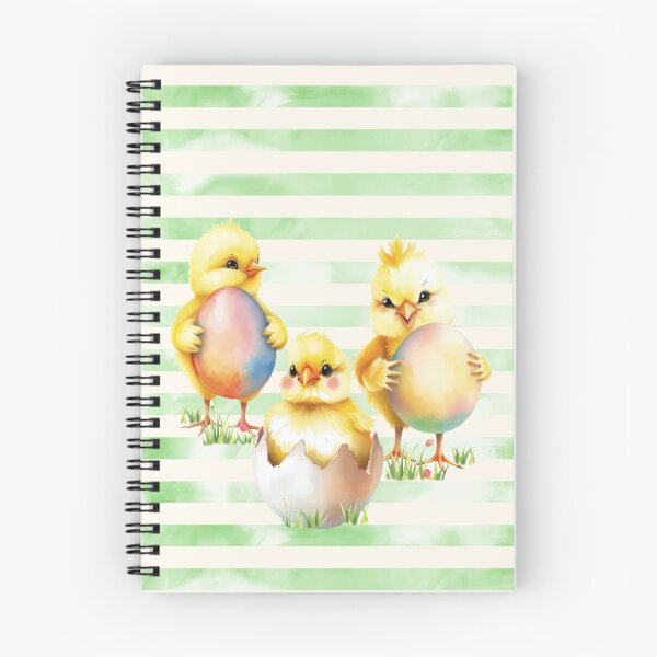 Item preview, Easter Chicks Holding Easter Eggs Horizontal Stripes Pattern designed and sold by UnhingedBird.